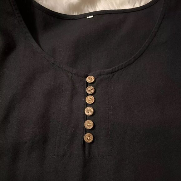 Minibee casual oversized baggy black midi pocket dress tunic - Picture 2 of 5